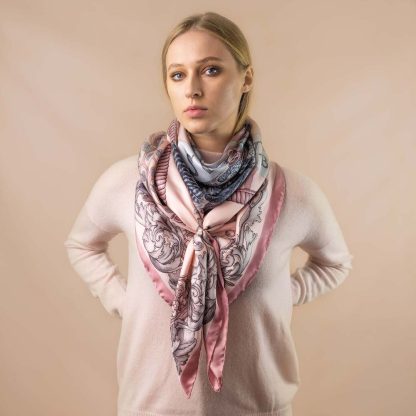 Art scroll silk square scarf