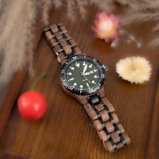 Natural wood diving style watch