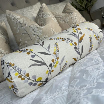Elegant embroidered cylindrical pillow