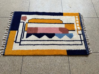 Personalized contrasting color geometric handmade carpet - Image 2