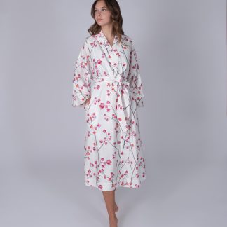 Romantic floral elegant print long robe
