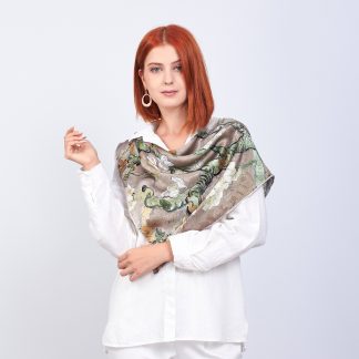 Silk art print scarf
