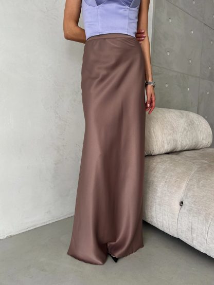 Mocha Brown Satin Skirt