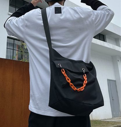 Black Contrast Chain Shoulder Bag - Image 7