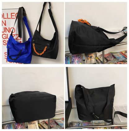 Black Contrast Chain Shoulder Bag - Image 5