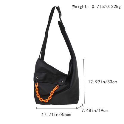 Black Contrast Chain Shoulder Bag - Image 4