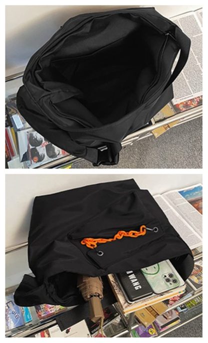 Black Contrast Chain Shoulder Bag - Image 3