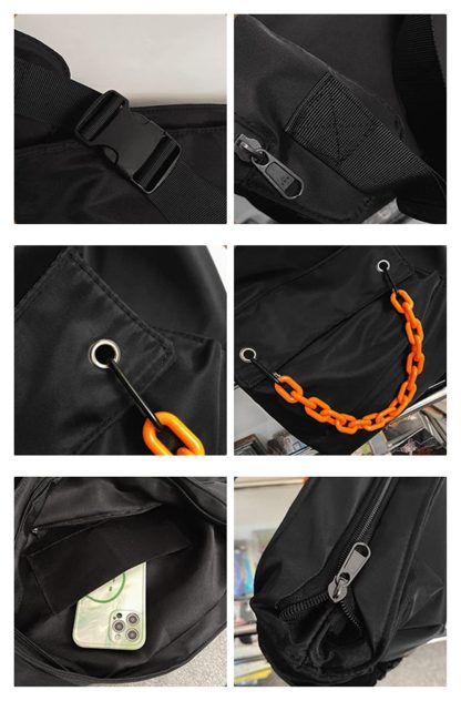 Black Contrast Chain Shoulder Bag - Image 2