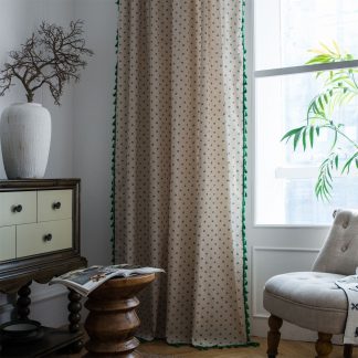 Polka dot tassel curtain details
