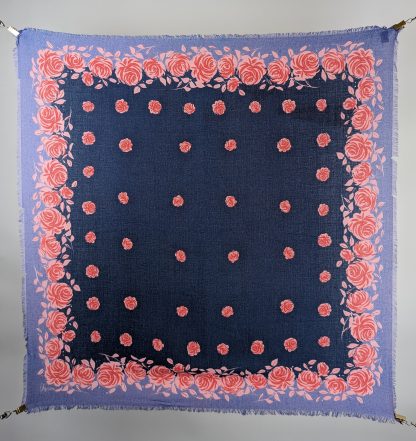 Vintage Rose Print Square Scarf