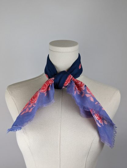 Vintage Rose Print Square Scarf - Image 2
