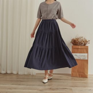 High Waist Multi-Layer Pleated Maxi Skirt