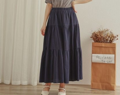 High Waist Multi-Layer Pleated Maxi Skirt - Image 3