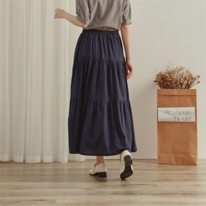 High Waist Multi-Layer Pleated Maxi Skirt - Image 2