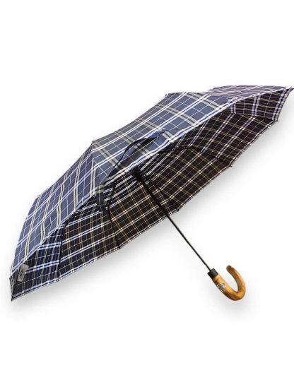 British plaid curved handle umbrella - Image 4
