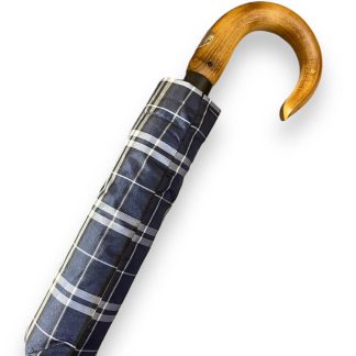 British plaid curved handle umbrella