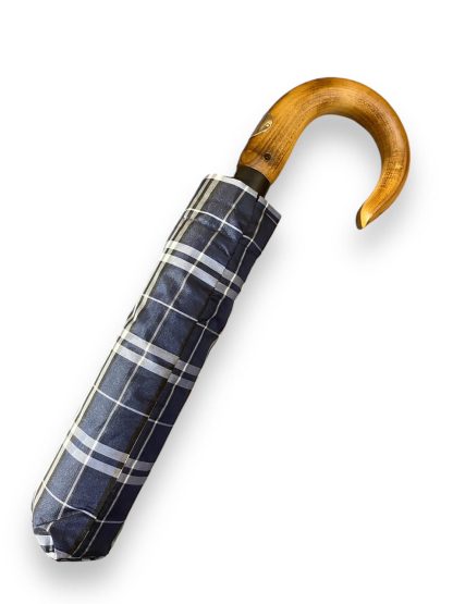 British plaid curved handle umbrella