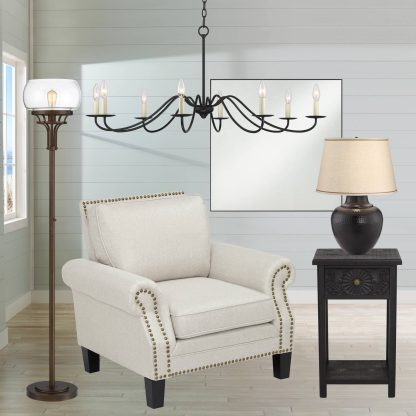 Industrial style glass cover floor lamp - Image 4