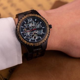 Hollow mechanical wooden watch