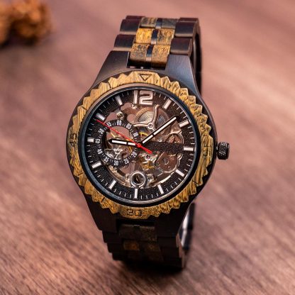 Hollow mechanical wooden watch - Image 4
