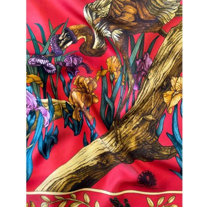Scarlet floral silk square scarf - Image 6