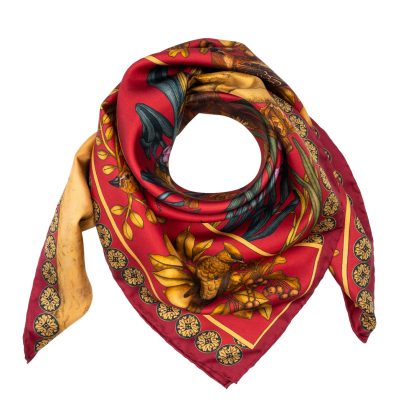 Scarlet floral silk square scarf - Image 5