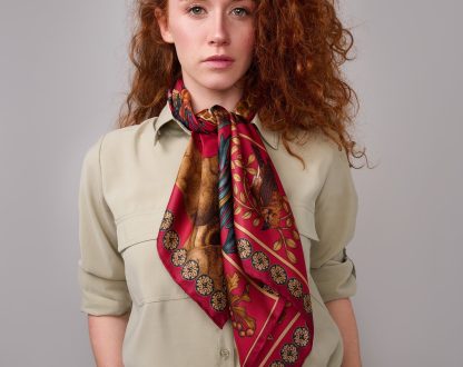 Scarlet floral silk square scarf - Image 3