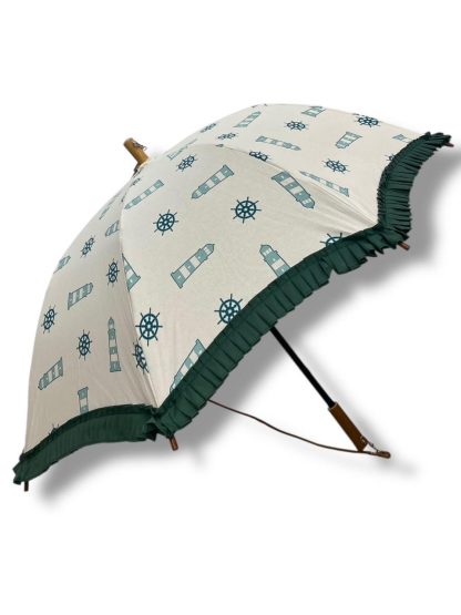 Ocean style wooden handle folding umbrella - Image 5