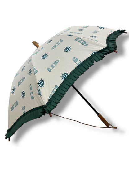 Ocean style wooden handle folding umbrella - Image 4