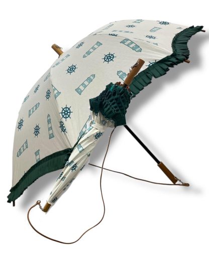 Ocean style wooden handle folding umbrella - Image 3