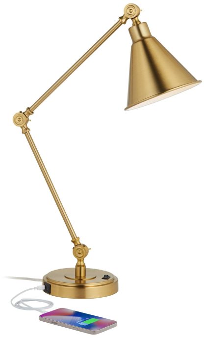 Vintage Gold Adjustable Arm Table Lamp - Image 10