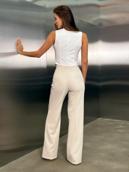 Light Apricot Drape Wide Leg Pants - Image 5