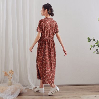 Retro floral short sleeve dress - Image 4