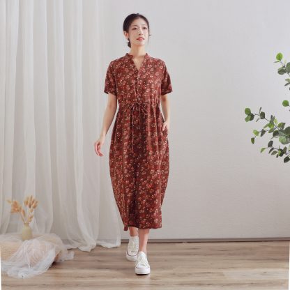 Retro floral short sleeve dress - Image 2