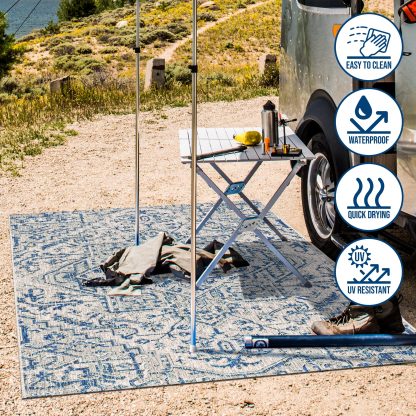 Retro geometric pattern outdoor carpet - Image 6