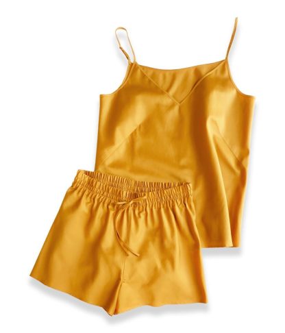 French Satin Suspender Shorts Pajama Set - Image 3