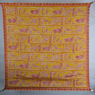 Folk pattern silk square scarf