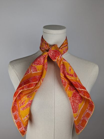 Folk pattern silk square scarf - Image 2