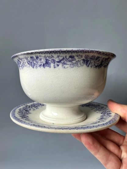 Vintage blue floral pattern bowl and plate set - Image 5