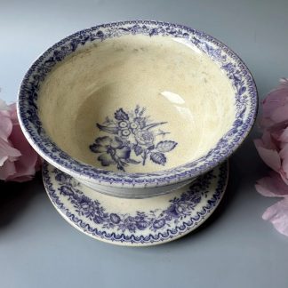 Vintage blue floral pattern bowl and plate set