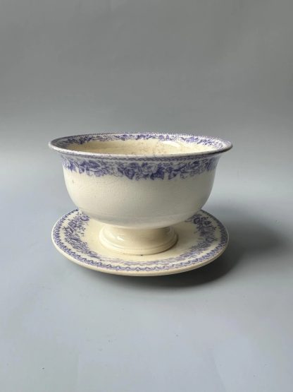 Vintage blue floral pattern bowl and plate set - Image 2
