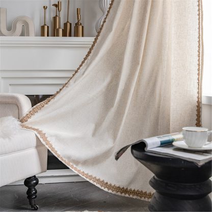Light luxury embroidered linen curtains - Image 5
