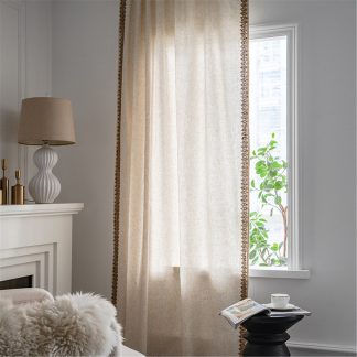 Light luxury embroidered linen curtains