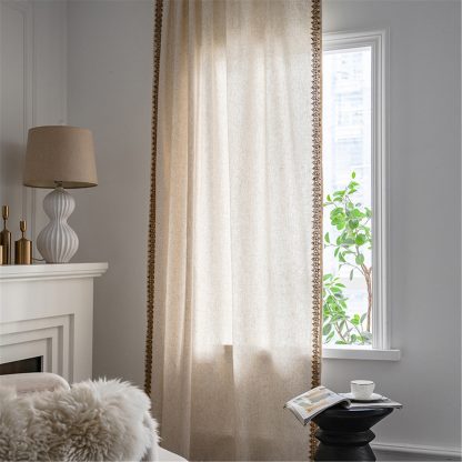 Light luxury embroidered linen curtains