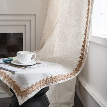 Light luxury embroidered linen curtains - Image 2