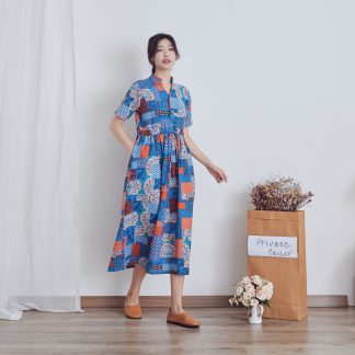 patchwork print dress