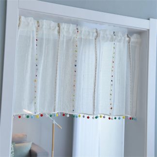 Colorful beads and wool balls short curtain