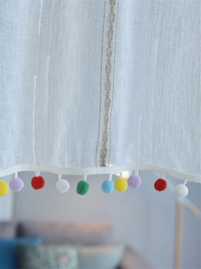 Colorful beads and wool balls short curtain - Image 2