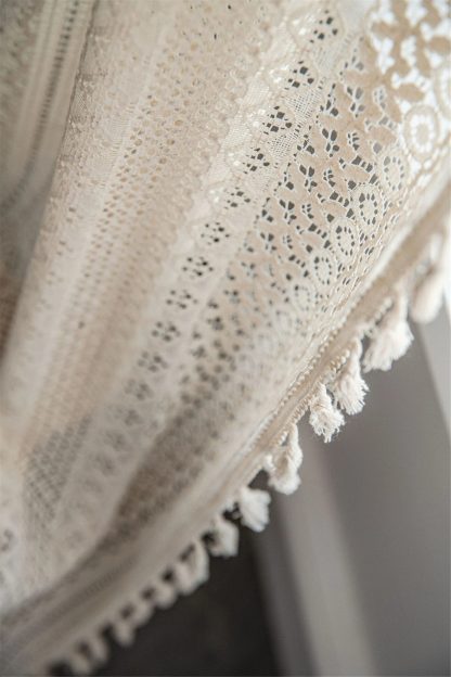 Beige lace tassel curtains - Image 4