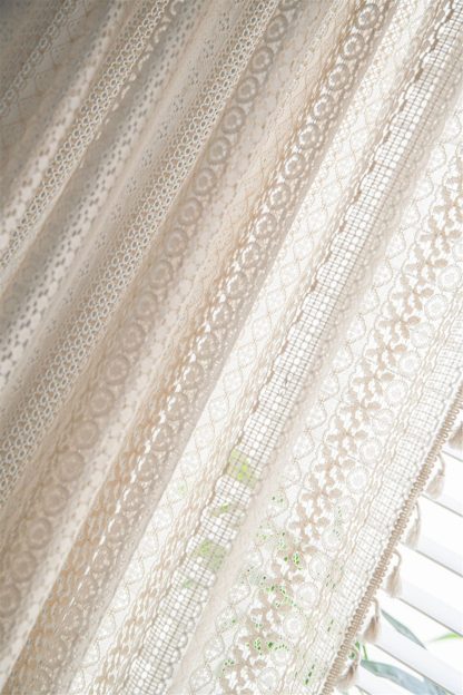 Beige lace tassel curtains - Image 3